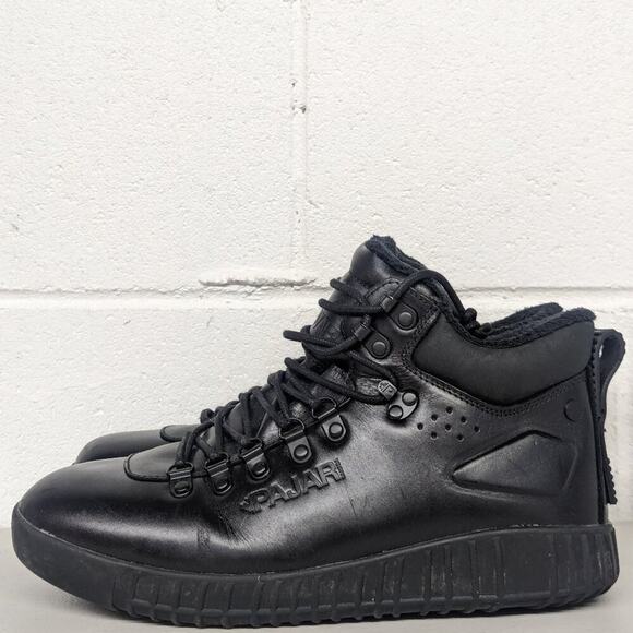 Mens SZ 9-9.5 Pajar Black Sneaker Winter Boot Comfort Faux Fur Lined Leather - Picture 6 of 9